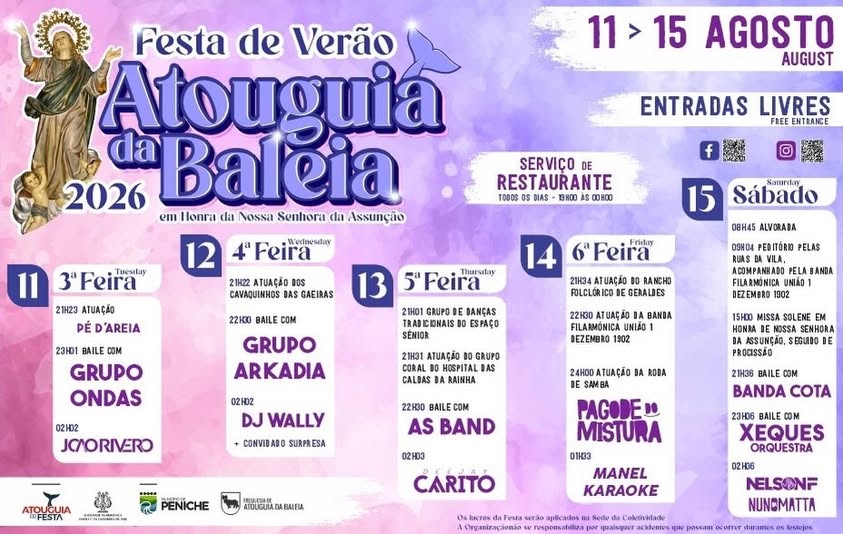 Festa de Verão da Atouguia da Baleia 2026 — Dia 2, 12 Ago