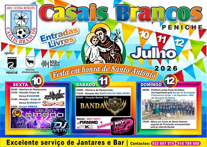 Festa em Honra de Santo António 2026: Tradição e animação regressam a Casais Brancos